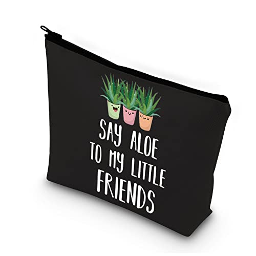 PLITI Pflanzenliebhaber Make-up-Tasche für Gärtner, Pflanzen, Mutter, Sukkulenten, Pflanzgefäße, verrückte Pflanze, Damen, Geschenke für Gartenarbeit, Aloe Friends Blu von PLITI