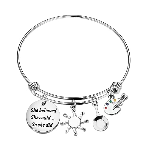 PLITI Prinzessin Rapunzel Geschenk Märchen Prinzessin Liebhaber Geschenk She Believed She Could So She Did Inspirierendes Armband, M, Edelstahl von PLITI