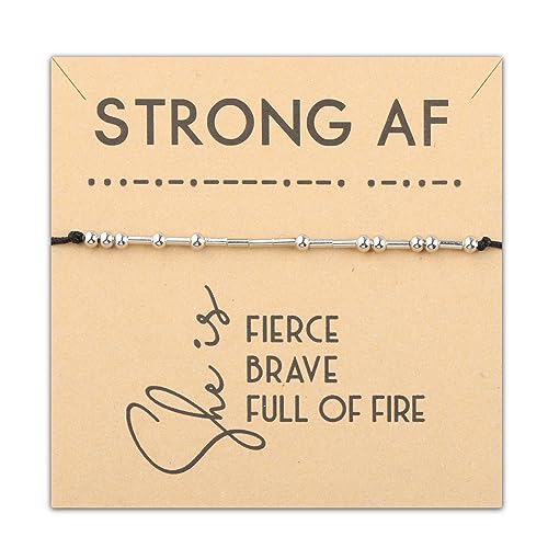 PLITI Starkes AF-Morsecode-Armband für Frauen, Geschenk zur Stärkung der Stärkung, Aufschrift "She Is Fierce Strong Brave Full Of Fire", feministisches Geschenk, M, Edelstahl, Zirkonia von PLITI