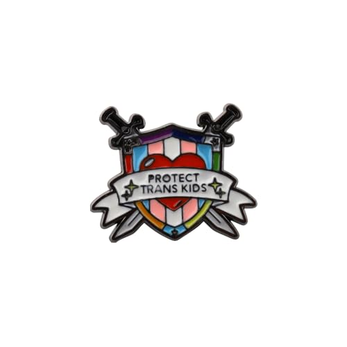 PLITI Transgender Gift LGBT Trans Pride Gift LGBTQ Trans Rainbow Gifts Protect Trans Kids Shield Brosche Pin, M, Edelstahl von PLITI