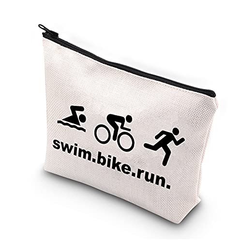 PLITI Triathlon Gifts Kosmetiktasche für Frauen, Triathleten, inspirierendes Geschenk, Swim Bike Run Bu von PLITI