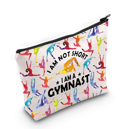 PLITI Turn-Make-up-Tasche, Geschenk für Mutter, Ballerina, Gymnastikgeschenk, "I Am Not Short I Am A Gymnast", Make-up-Tasche, Turnbeutel nicht geschnitten, modisch von PLITI