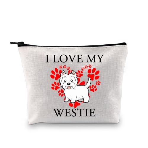 PLITI Westie Dog Lovers Gifts for Women Funny Westie Dog Mom Gift I Love My Westie West Highland Terrier Cosmetic Bag, Ich liebe Westie Bagu, modisch von PLITI