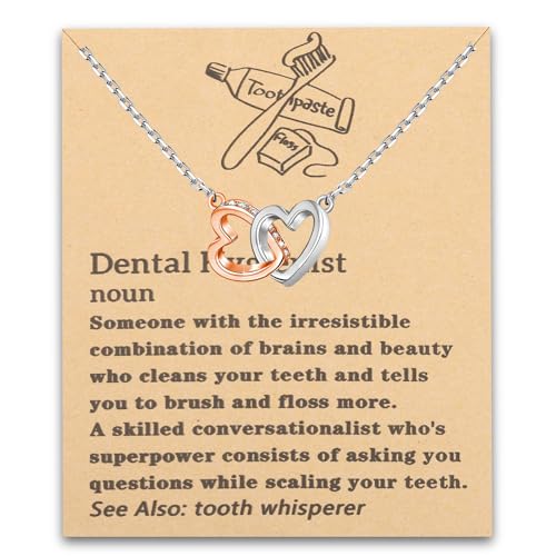 PLITI Zahnhygieniker-Geschenk, Zahnarzt-Geschenk, Zahnarzthelferin, ineinandergreifende Herz-Halskette für Zahnarztstudenten, M, Edelstahl von PLITI