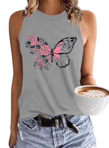 PLMOKEN Ärmellos Tank Top Damen - Sommer Vest Rundhals Oberteile Blusentop Elegantes Top von PLMOKEN