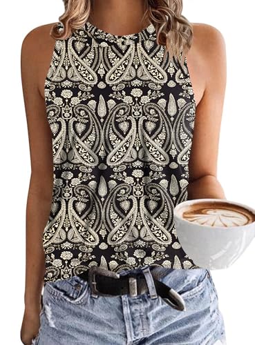 PLMOKEN Ärmellos Tank Top Damen - Sommer Vest Rundhals Oberteile Blusentop Elegantes Top von PLMOKEN