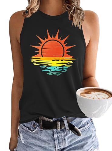 PLMOKEN Ärmellos Tank Top Damen - Sommer Vest Rundhals Oberteile Blusentop Elegantes Top von PLMOKEN