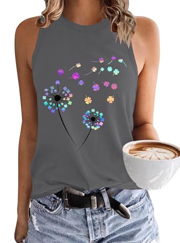 PLMOKEN Ärmellos Tank Top Damen - Sommer Vest Rundhals Oberteile Blusentop Elegantes Top von PLMOKEN