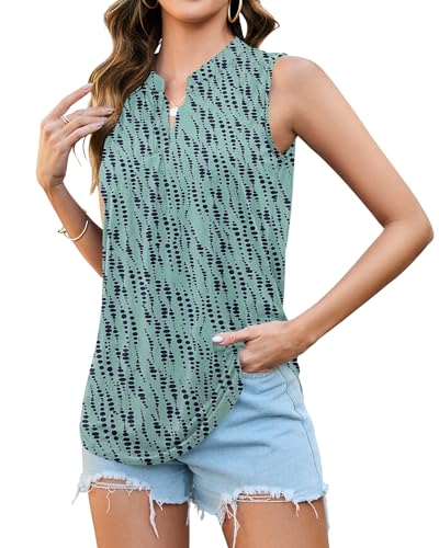 PLMOKEN Ärmellose Bluse Tank Top Damen Sommer Oberteil Trägershirt mit V-Ausschnitt Blusenshirt Vest Top von PLMOKEN