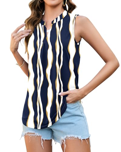 PLMOKEN Ärmellose Bluse Tank Top Damen Sommer Oberteil Trägershirt mit V-Ausschnitt Blusenshirt Vest Top von PLMOKEN
