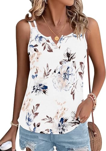 PLMOKEN Sommer Spaghetti Tank Top - Damen Ärmellose Blusentop Trägertop Sexy Spaghettiträger Vest Top Strand Oberteil von PLMOKEN
