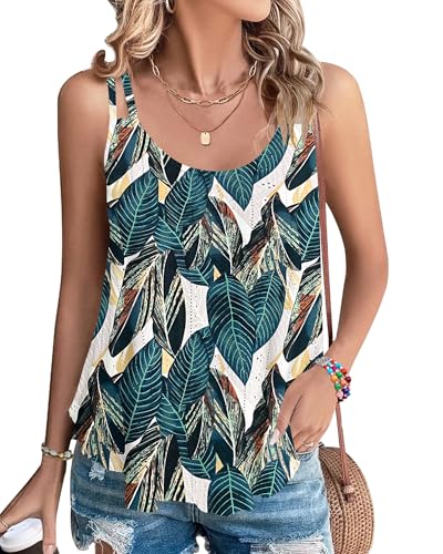 PLMOKEN Spaghetti Tank Top Damen - Sommer Shirt Ärmelloses Durchbrochene Rundhalsausschnitt Vest Top Strand Oberteil von PLMOKEN