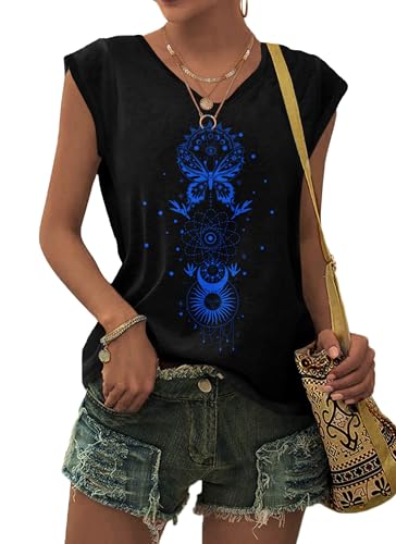 PLMOKEN T-Shirt Sommer Tank Top Damen - Ärmelloses Blusenshirt V Ausschnitt Blusen Shirts Oberteile Offset Bedrucktes Top PLMOKEN T-Shirt Sommer Tank Top Damen - Ärmelloses Blusenshirt V Ausschnitt Blusen Shirts Oberteile Offset Bedrucktes Top von PLMOKEN