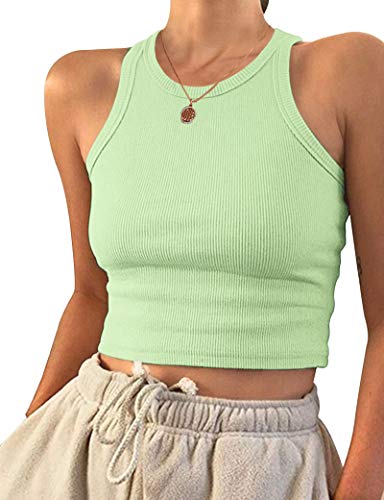 PLOKNRD Damen Ärmellos Racerback Rundhals Tank Top Hellgrün L von PLOKNRD