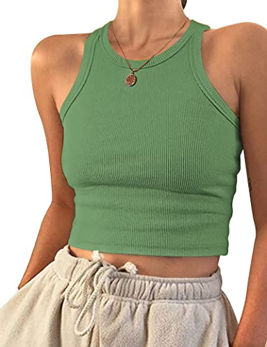 PLOKNRD Damen Ärmellos Racerback Rundhals Tank Top L Armeegrün von PLOKNRD