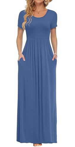PLOKNRD Damen Sommerkleider Lang Maxikleid Elegant Freizeitkleid mit Taschen S Beja Blue von PLOKNRD