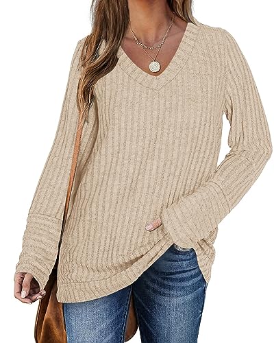 PLOKNRD Strickpullover für Damen Winter Basic Sweatshirt Täglich Oberteiles(Aprikose，S von PLOKNRD