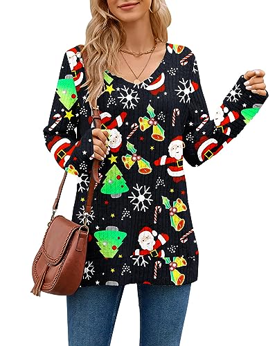 PLOKNRD Strickpullover für Damen Winter Casual Sweatshirt Täglich Oberteiles Geeignet für Weihnachtsfeiern(Weihnachtsbaum und Weihnachtsmann，S von PLOKNRD