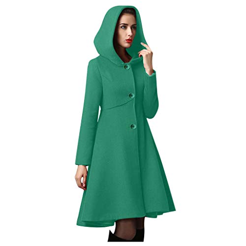 PLOT Damen Mantel Winter Einfarbig Trenchcoat Elegant Wintermantel mit Kapuze Oversized Outwear Windjacke Lang Wollmantel Coat Mantel von PLOT-Damen Mantel