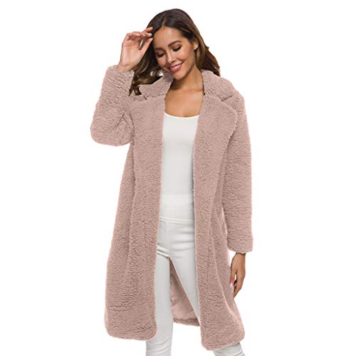 PLOT Damen Mantel Winter Revers Teddy-Fleece Jacken Einfarbig Parka Jacke Cardigan Warm Elegant Teddyfell Jacke Mantel Wintermantel Outwear Coat von PLOT-Damen Mantel