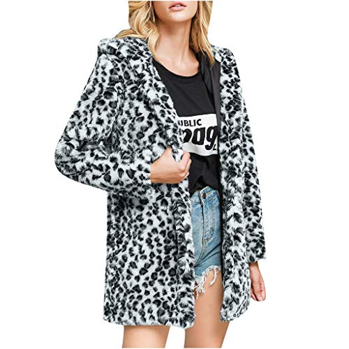 Plot Damen Strickjacke Cardigan mit Kapuze Plüschjacke Kunstpelz Winter Langarm Mantel Outwear Teddy-Fleece Kapuzenjacke Trench Coat von PLOT-Damen Mantel