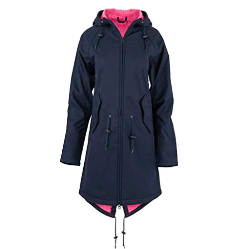 Plot Damen Windbreaker Leicht Einfarbig Winterjacke Regenjacke mit Kapuze Winddichte Jacken Lang Übergangsjacke Outdoor Softshelljacke Mantel von PLOT-Damen Mantel