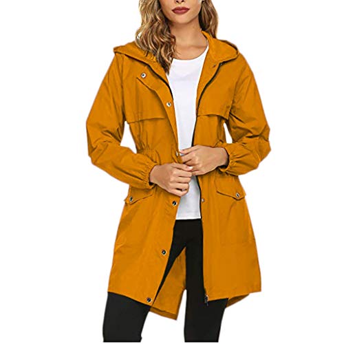 Plot Damen Windbreaker Leicht Regenjacke Mit Kapuze Wasserdicht Wetterfest Übergangsjacke Regenmantel Outdoor Softshelljacke Mantel von PLOT-Damen Mantel