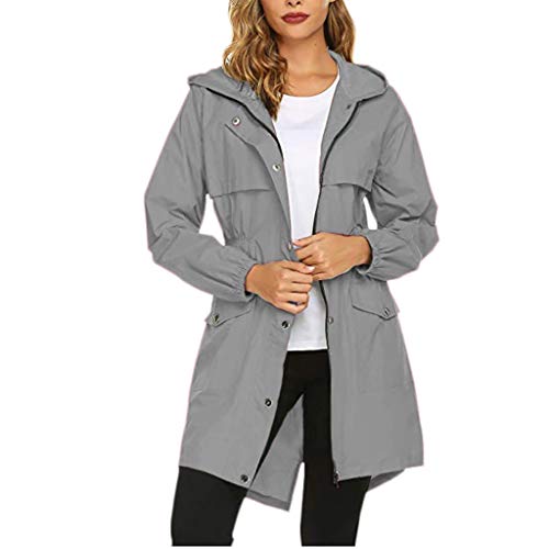 Plot Damen Windbreaker Leicht Regenjacke Mit Kapuze Wasserdicht Wetterfest Übergangsjacke Regenmantel Outdoor Softshelljacke Mantel von PLOT-Damen Mantel