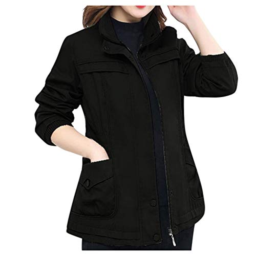 Plot Damen Windbreaker Leicht Windjacke Einfarbig Regenjacke Stehkragen Übergangsjacke Funktionsjacke Trenchcoat Softshelljack von PLOT-Damen Mantel