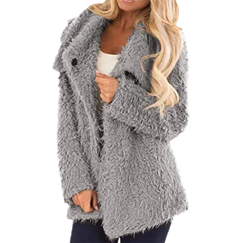 Plot Damen Winterjacke Kurz Teddyfleece Jacke Casual Wintermantel Revers Faux Wolle Warm Outwear Plüsch Coat Winterparka Reißverschluss von PLOT-Damen Mantel