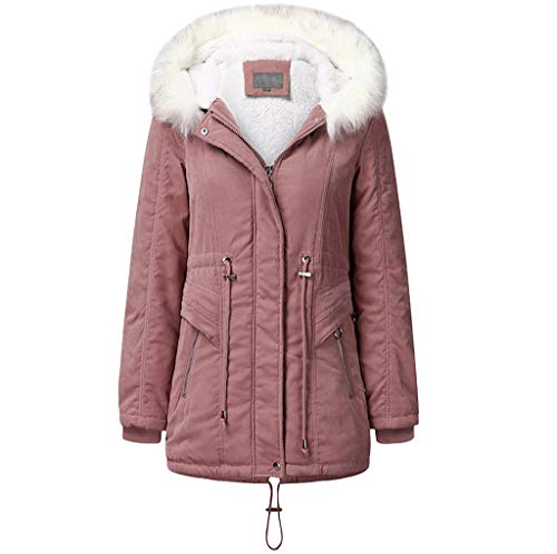 Plot Damen Winterjacke Lang Parka Jacken Gefüttert Winter Warm Kapuzenjacke Trenchcoat Winterparka mit Kapuze Windbreaker Outwear Coat von PLOT-Damen Mantel