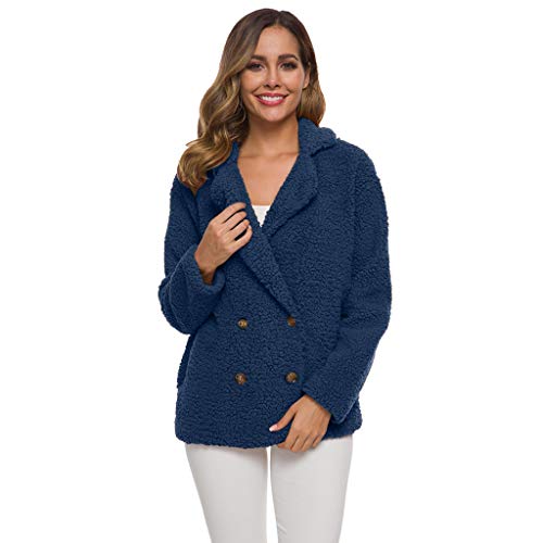 Plot Damen Winterjacke Teddyfell Jacken Kurz mit Revers Einfarbig Wintermantel Cardigan Sweatjacke Winter Warm Faux Pelz Kurzjacke von PLOT-Damen Mantel