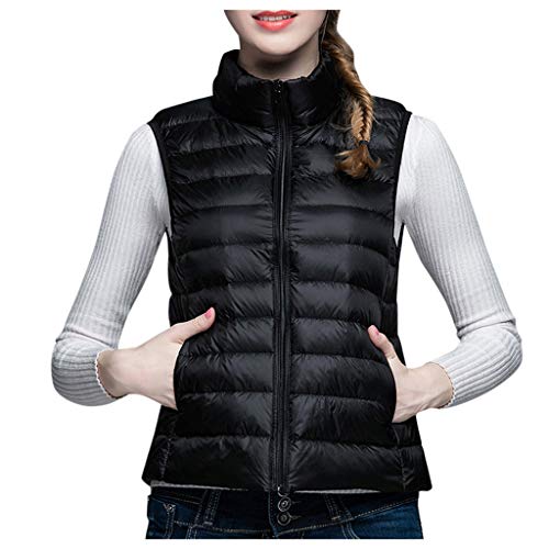 Plot Damen Winterweste Steppweste mit Stehkragen Taschen Ärmellose Gefütterte Daunenweste Einfarbig Winter Warm Übergang Stepp Outwear Streetwear von PLOT-Damen Mantel