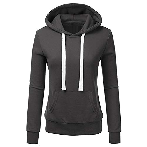 Plot Damen Sweatshirts Mit Kapuze Langarm Einfarbig Pullover Hoodie Casual Herbst Frühling Sport Freizeit Pulli Kapuzenpullover mit Taschen von PLOT-Damen T Shirt