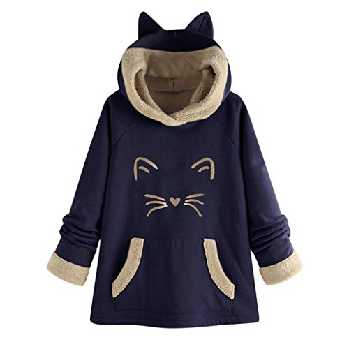 Plot Damen Sweatshirts Mit Kapuze Langarm Pullover Hoodie Pulli Winter Warme Gefüttert Teenager Mädchen Streetwear Pulli Kapuzenpullover Tops Bluse mit Taschen von PLOT-Damen T Shirt