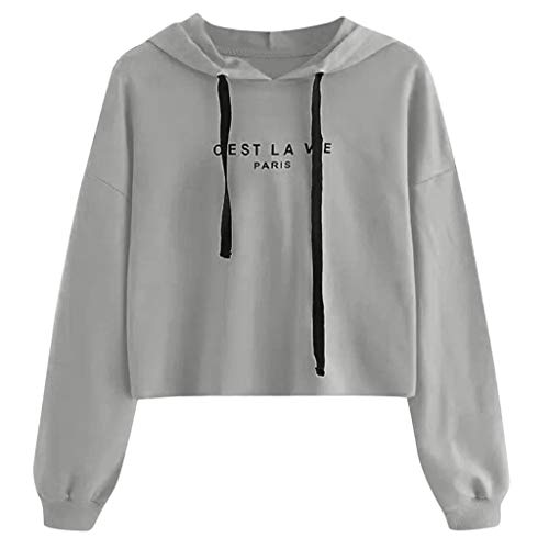 Plot Sweatshirts für Damen Oberteile Mit Kapuze Einfarbig Casual Sport Blouse Kurz Kapuzenpullover Langarm Hoodie Tops Pullover Pulli Sweatjacke von PLOT-Damen T Shirt