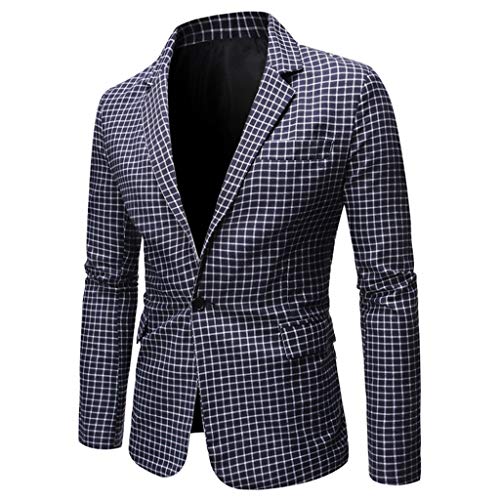 Plot Blazer Herren Slim Fit Gitter Langarm Anzugjacke Sakko Herren Modern Blazer Business Classic Anzug Jacke Regular Fit von PLOT-Herren Mantel
