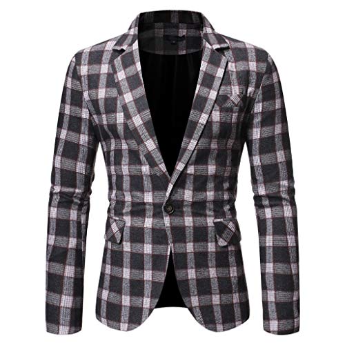 Plot Herren Anzug Jacke Sakko Blazer Gitter EIN-Knopf Anzugjack Mäntel Slim Fit Herrenanzug Casual Tops für Hochzeit Business Freizeit Party Plot Herren Anzug Jacke Sakko Blazer Gitter EIN-Knopf Anzugjack Mäntel Slim Fit Herrenanzug Casual Tops für Hochzeit Business Freizeit Party von PLOT-Herren Mantel
