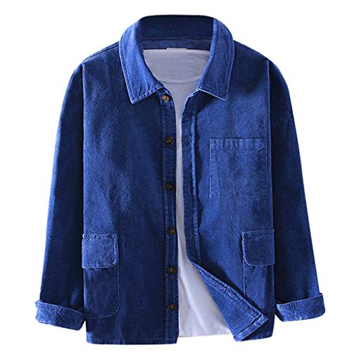 Plot Herren Hemd Corduroy Einfarbig Langarm Casual Freizeit Cordhemd Regular Fit Basic Shirt mit Brusttasche Longshirts Freizeithemd Streetwear Jacken von PLOT-Herren Mantel