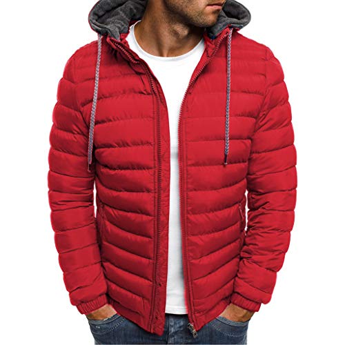 Plot Herren Steppjacke mit Kapuze Einfarbig Warm Winterjacke Leicht Übergangsjacke Gefüttert Modern Männer Casual Kapuzenjacke Stepp Jacken Herbstjacke von PLOT-Herren Mantel