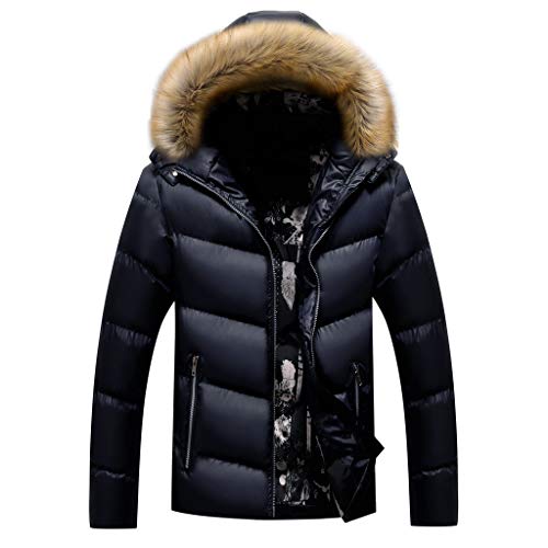 Plot Herren Steppjacke mit Pelz Kapuze Winter Warm Freizeitjacke Sportjacke Softshell Jacke Männer Outdoor Funktionsjacke Kapuzenjacke Gefüttert Warmer Winterjacke von PLOT-Herren Mantel