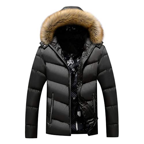 Plot Herren Steppjacke mit Pelz Kapuze Winter Warm Freizeitjacke Sportjacke Softshell Jacke Männer Outdoor Funktionsjacke Kapuzenjacke Gefüttert Warmer Winterjacke von PLOT-Herren Mantel