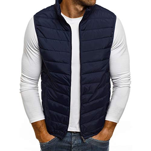 Plot Herren Steppweste Weste Einfarbig Outdoor Daunenweste Warm Weste Winterweste Mit Stehkragen Männer Funktionsweste Ärmellos Jacke Steppjacke von PLOT-Herren Mantel