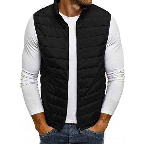 Plot Herren Steppweste Weste Einfarbig Outdoor Daunenweste Warm Weste Winterweste Mit Stehkragen Männer Funktionsweste Ärmellos Jacke Steppjacke von PLOT-Herren Mantel