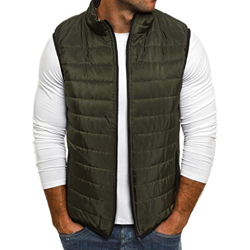 Plot Herren Steppweste Weste Einfarbig Outdoor Daunenweste Warm Winterweste Mit Stehkragen Männer Steppjacke Ärmellos Jacke Funktionsweste von PLOT-Herren Mantel