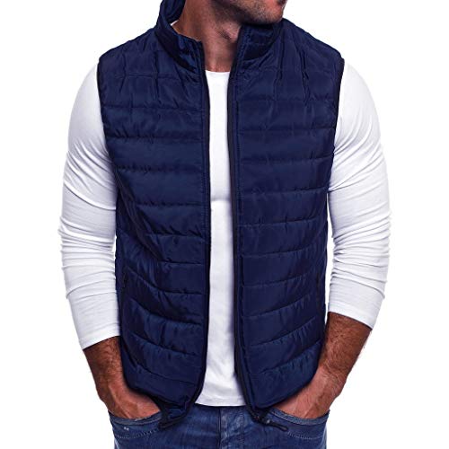 Plot Herren Steppweste Weste Einfarbig Outdoor Daunenweste Warm Winterweste Mit Stehkragen Männer Steppjacke Ärmellos Jacke Funktionsweste von PLOT-Herren Mantel