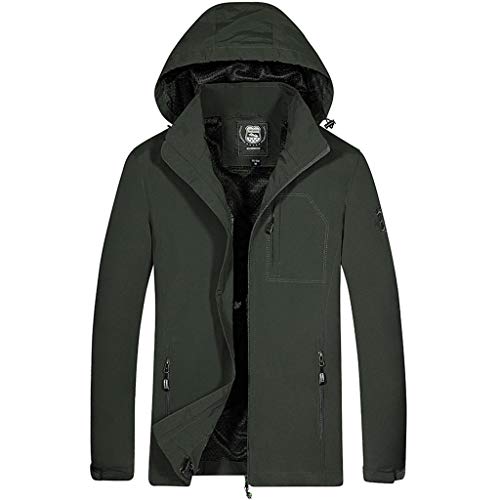 Plot Herren Winterjacke Warm Einfarbig Casual Winterparka mit Kapuze Stehkragen Softshell Jacke Kapuzenjacke Funktionsjacke Sportjacke Wasserdicht Winddichter Windbreaker von PLOT-Herren Mantel