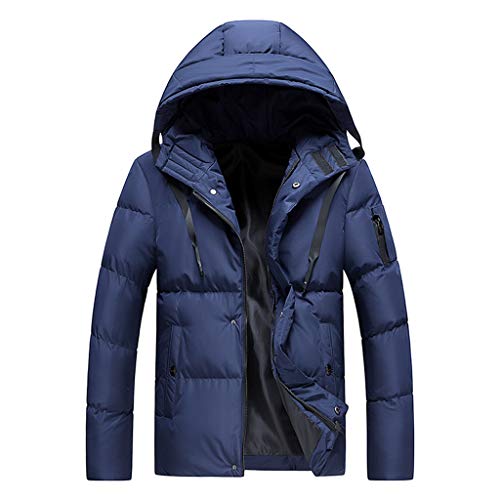 Plot Herren Winterjacke Warm Stepp Jacke Gefüttert Einfarbig Kapuzenjacke Winterparka Windbreaker Trenchcoat mit Kapuze Mantel Jacke Outwear Coat von PLOT-Herren Mantel