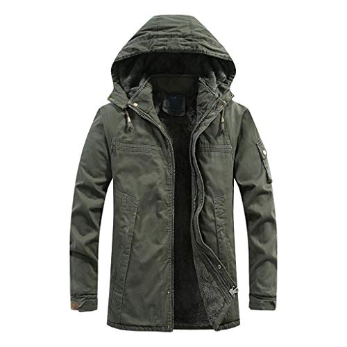 Plot Herren Winterjacke Warm Winterparka Freizeitjacke mit Kapuze Dick Gefüttert Männer Outdoor Softshell Jacke Sportjacke Funktionsjacke Winddichter Windbreaker von PLOT-Herren Mantel