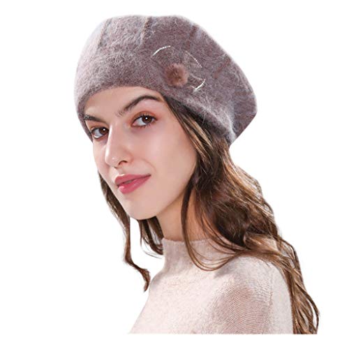 PLOT Damen Wollmütze Einfarbig Barett Mütze Frühling/Herbst/Winter Hut Mädchen Mütze Beanie Baskenmütze Beret Cap von PLOT